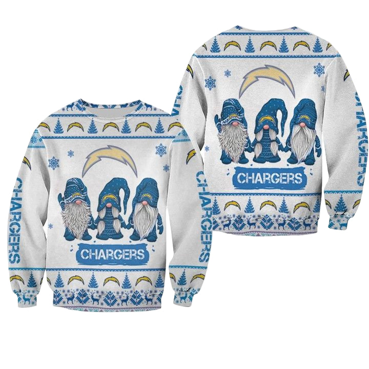 Christmas Gnomes Los Angeles Chargers Ugly Sweater Christmas 3D Sweater ? Usalast