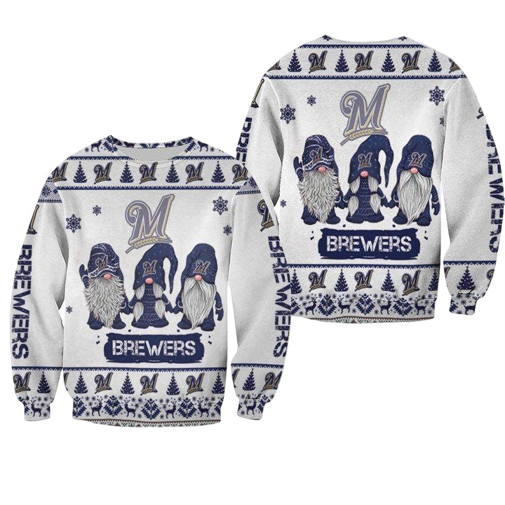 Christmas Gnomes Milwaukee Brewers Ugly Sweater Christmas 3D Sweater ? Usalast