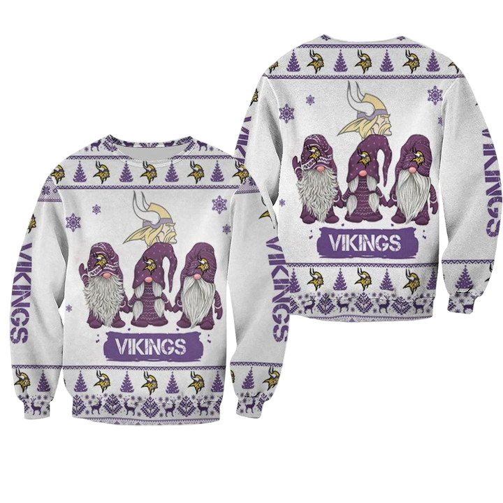 Christmas Gnomes Minnesota Vikings Ugly Sweater Christmas 3D Sweater ? Usalast
