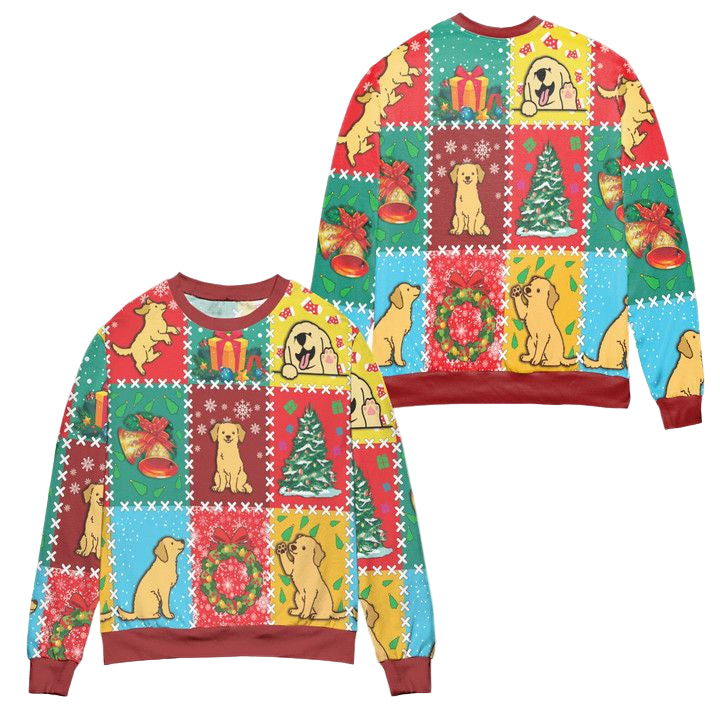 Christmas Holiday With Golden Retriever Ugly Christmas Sweater ? Usalast