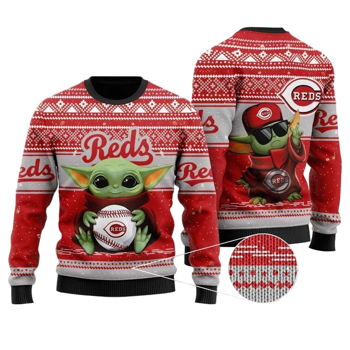 Cincinnati Reds Baby Yoda Ugly Christmas Sweater ? Usalast