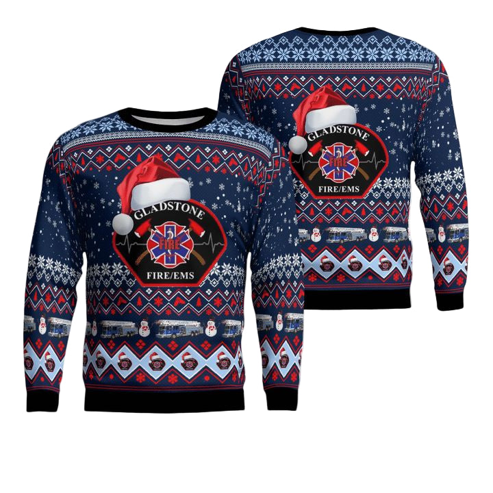 City of Gladstone Fire-EMS Christmas AOP Sweater ? Usalast