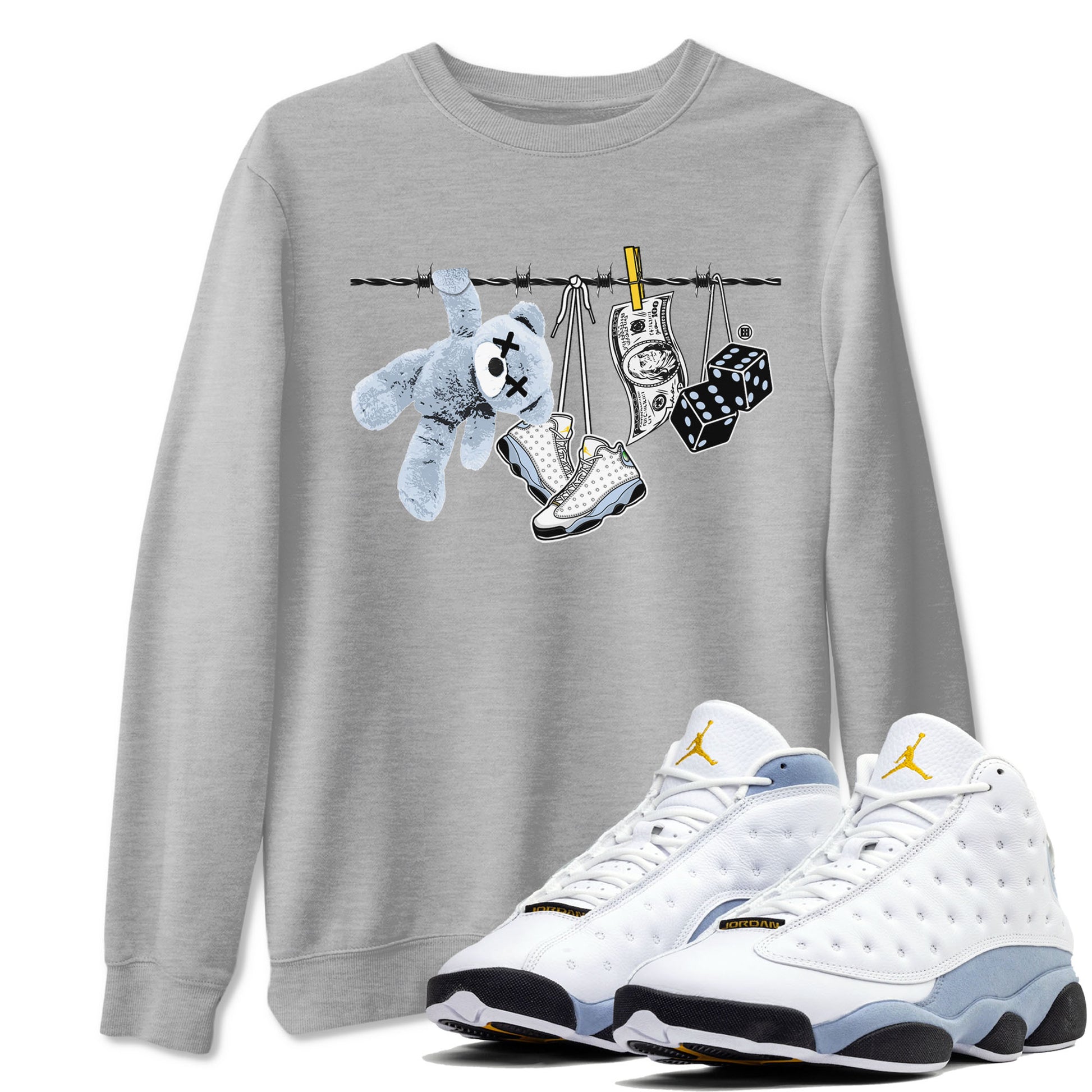 Clothesline Sneaker Tees - Air Jordan 13 Blue Grey