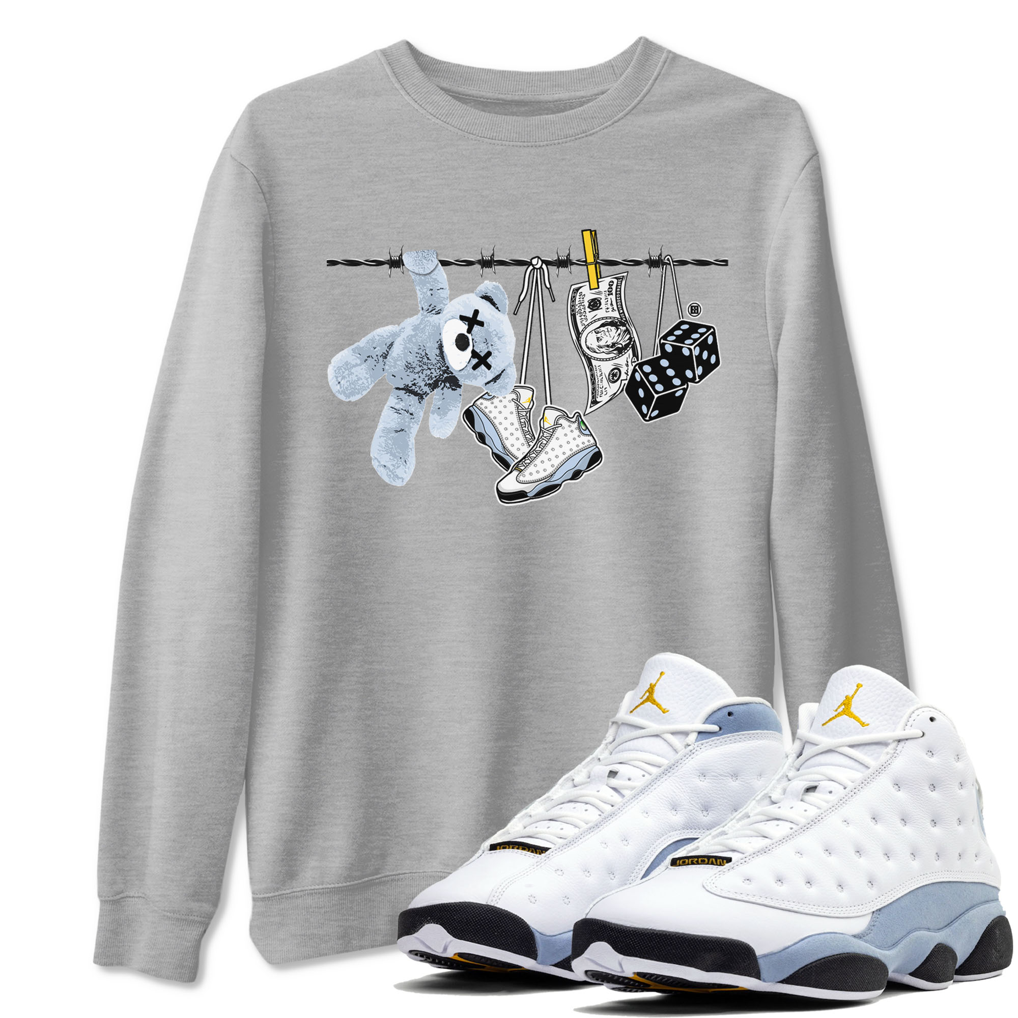 Clothesline Sneaker Tees - Air Jordan 13 Blue Grey