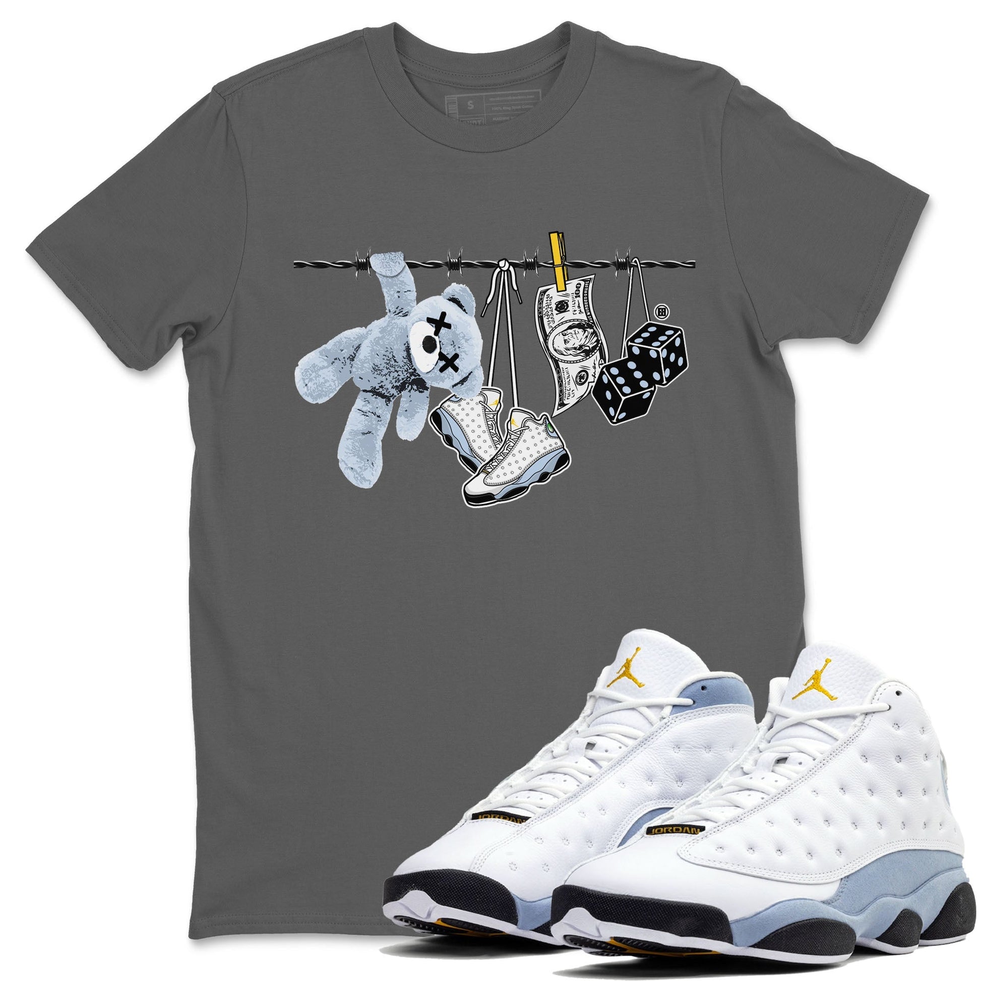 Clothesline Sneaker Tees - Air Jordan 13 Blue Grey