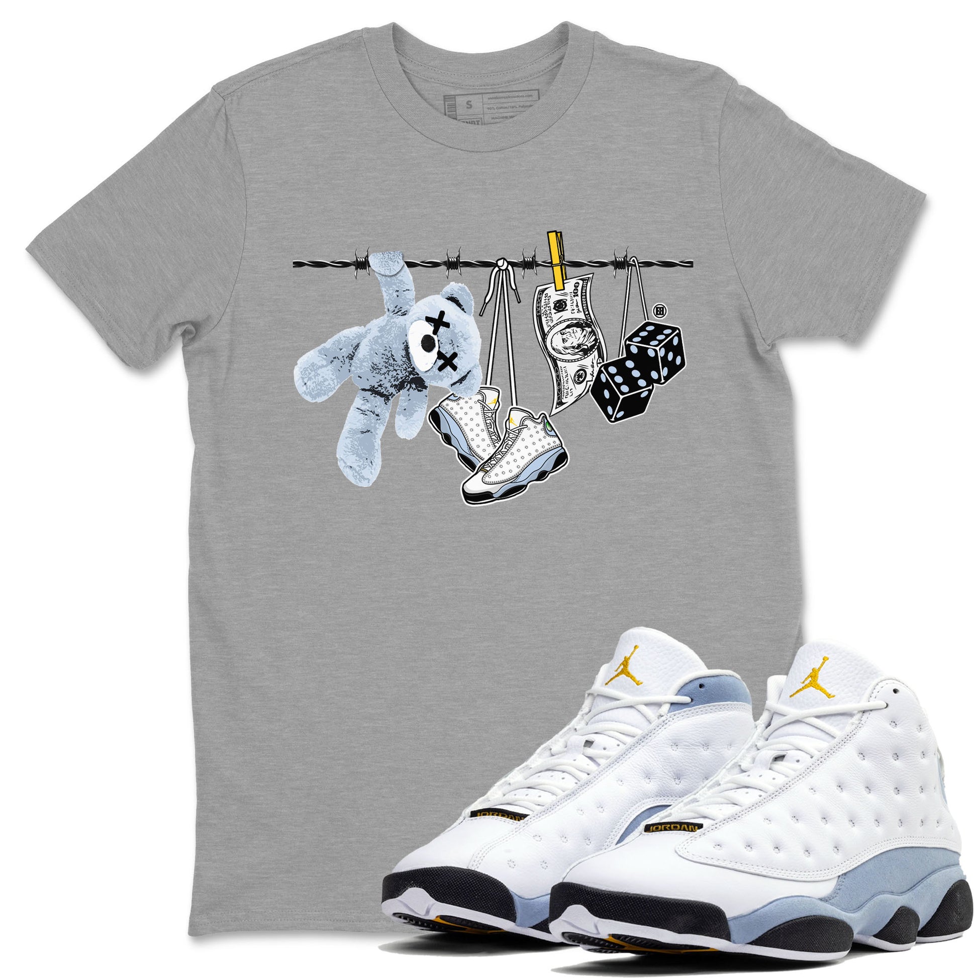 Clothesline Sneaker Tees - Air Jordan 13 Blue Grey
