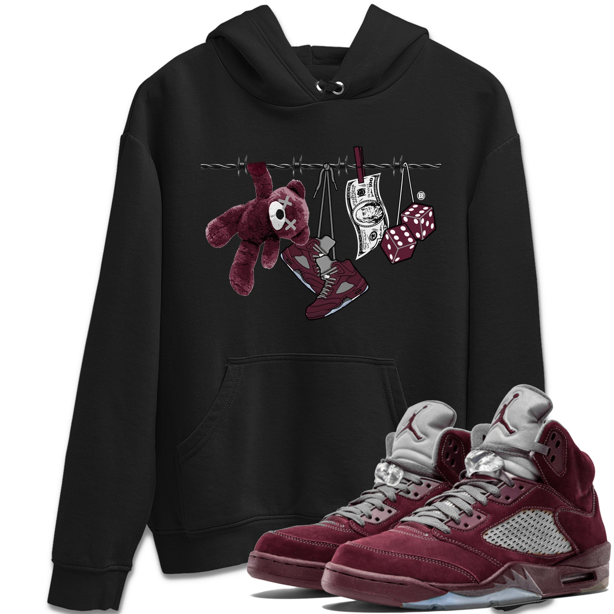 Clothesline Unisex Tops - Air Jordan 5 Burgundy