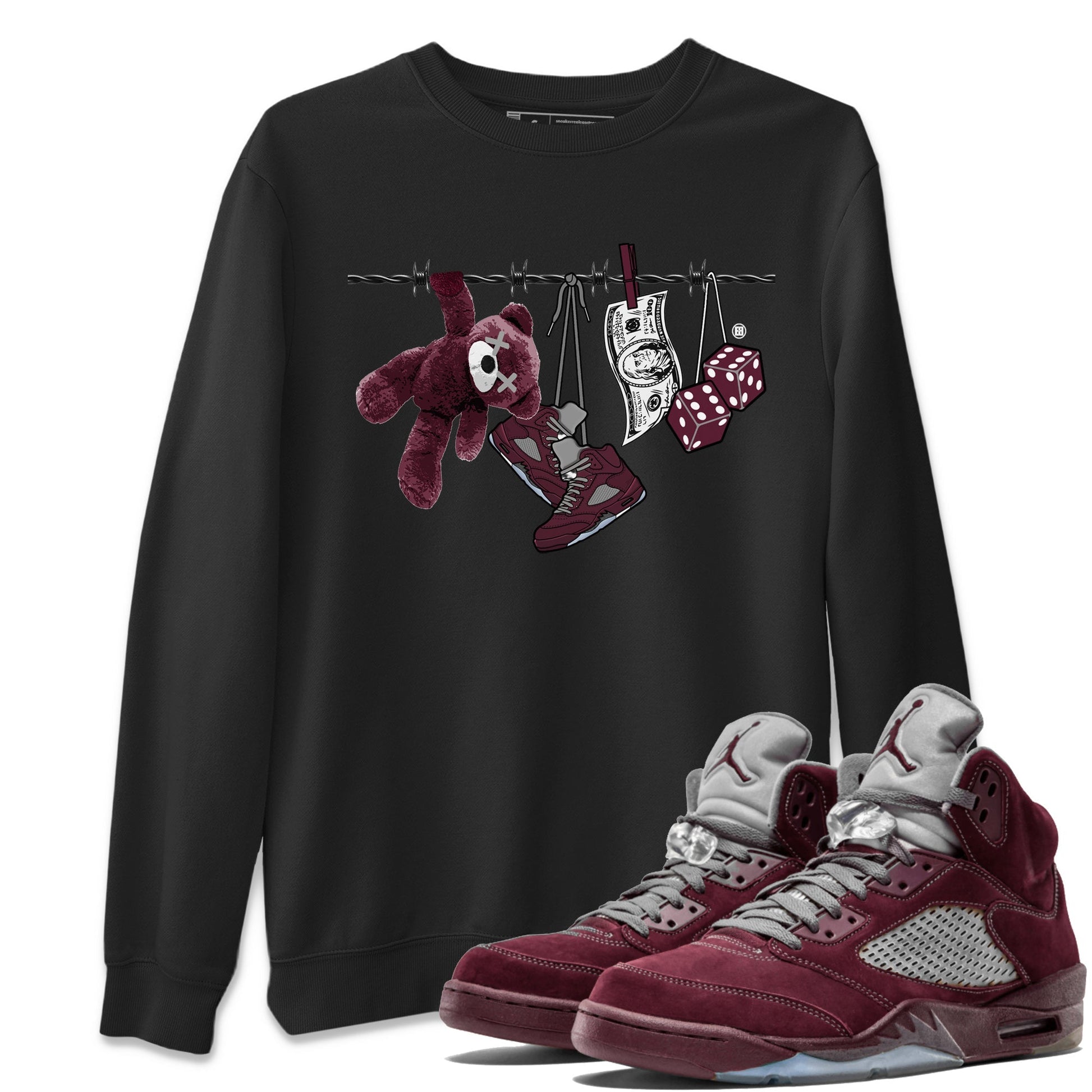Clothesline Unisex Tops - Air Jordan 5 Burgundy