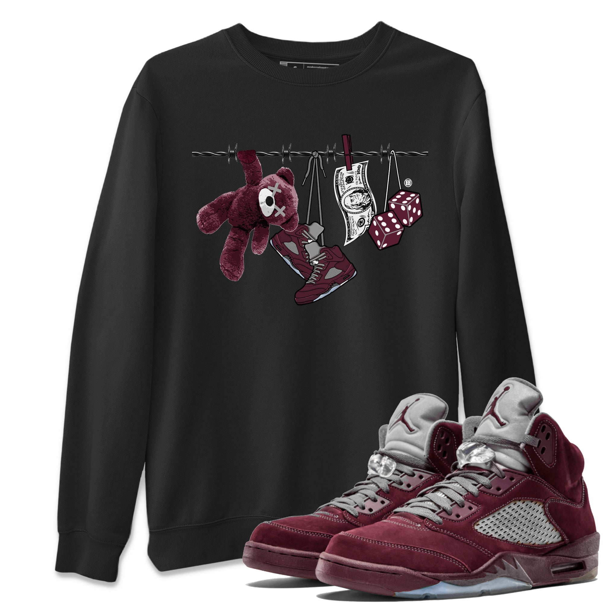 Clothesline Unisex Tops - Air Jordan 5 Burgundy