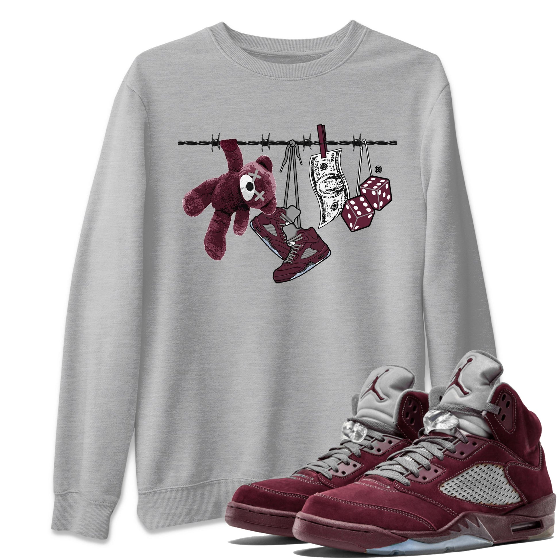 Clothesline Unisex Tops - Air Jordan 5 Burgundy