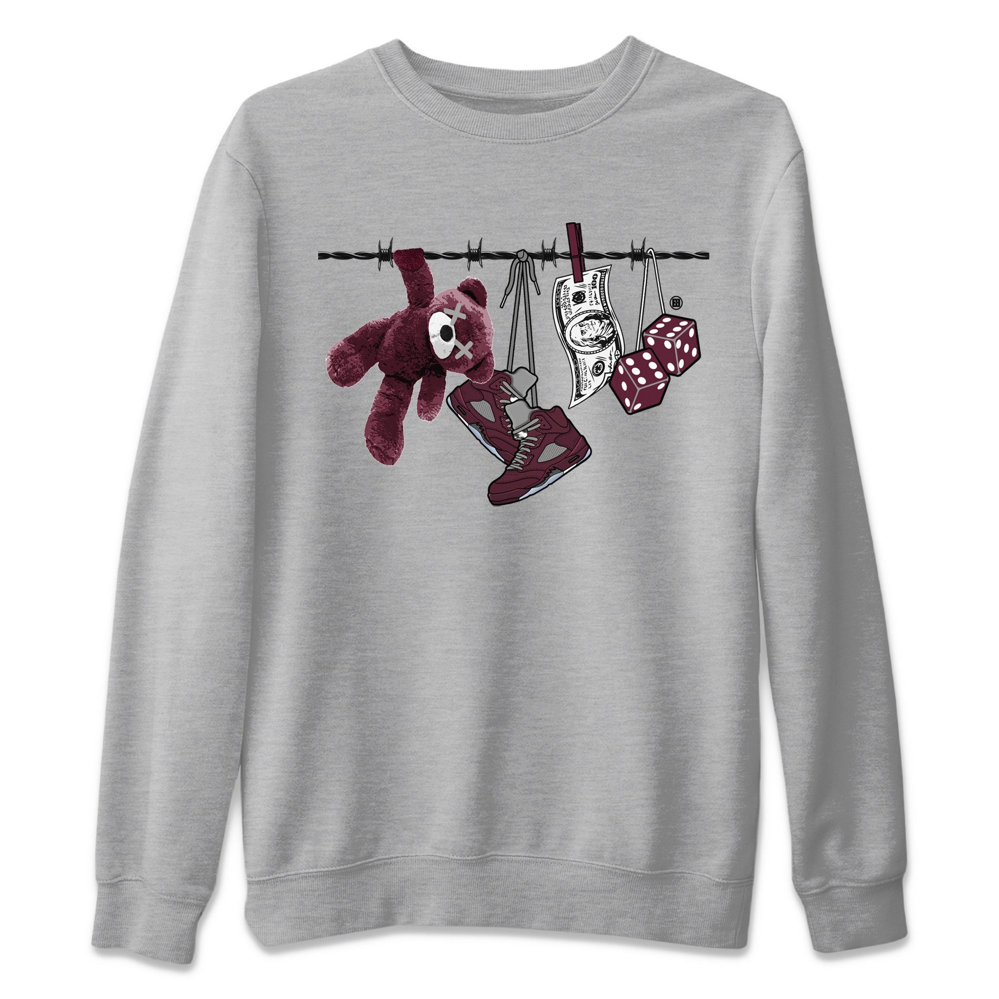 Clothesline Unisex Tops - Air Jordan 5 Burgundy