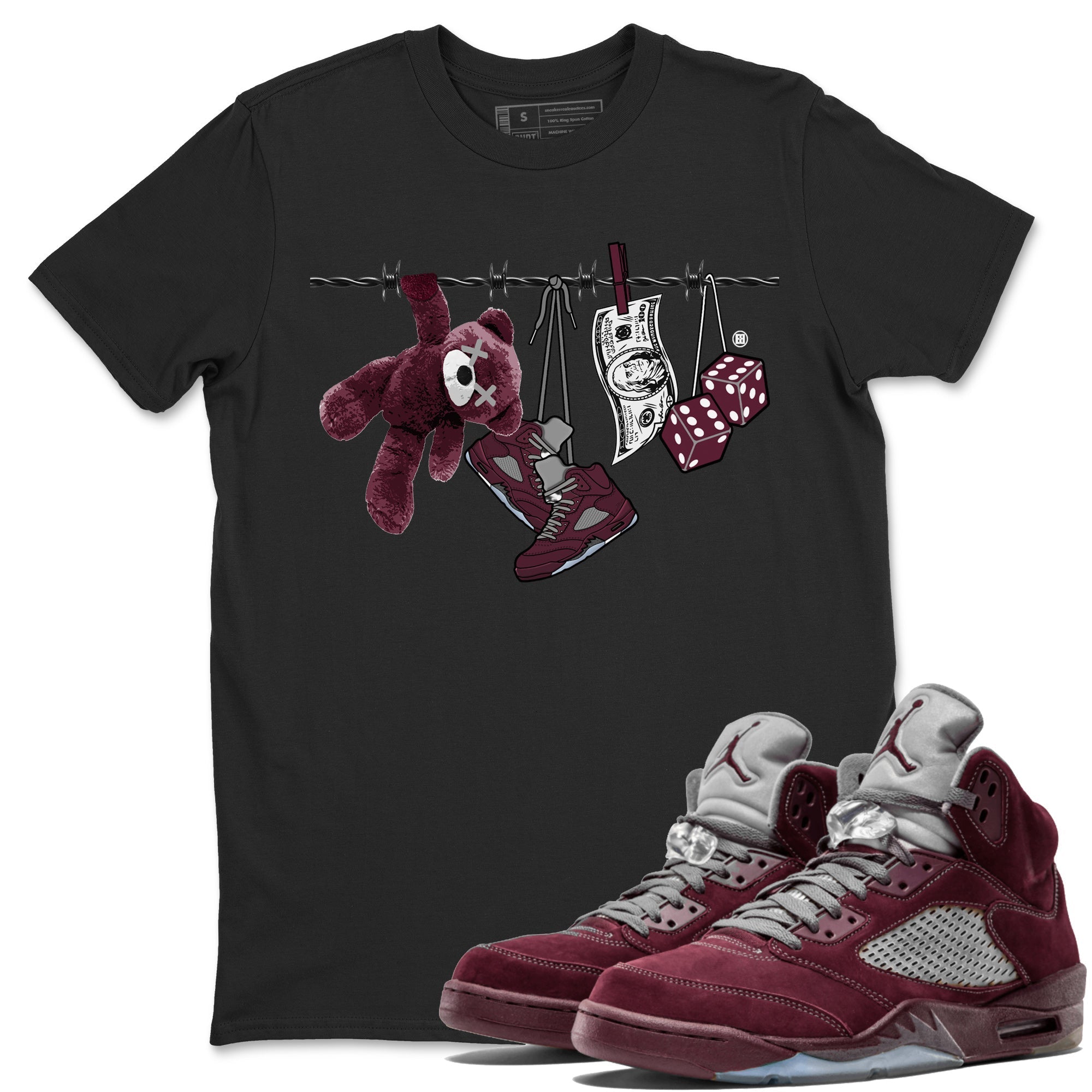 Clothesline Unisex Tops - Air Jordan 5 Burgundy