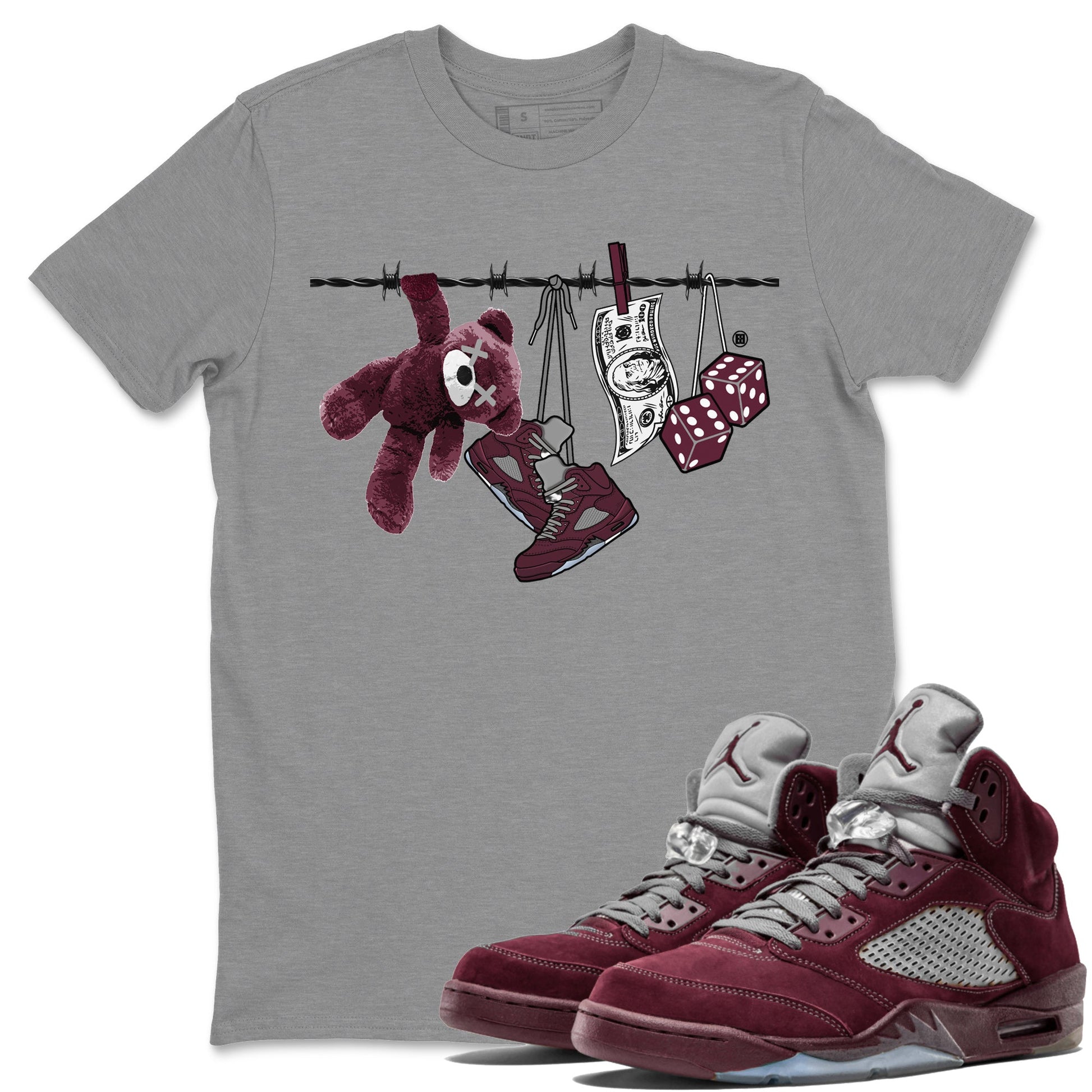 Clothesline Unisex Tops - Air Jordan 5 Burgundy