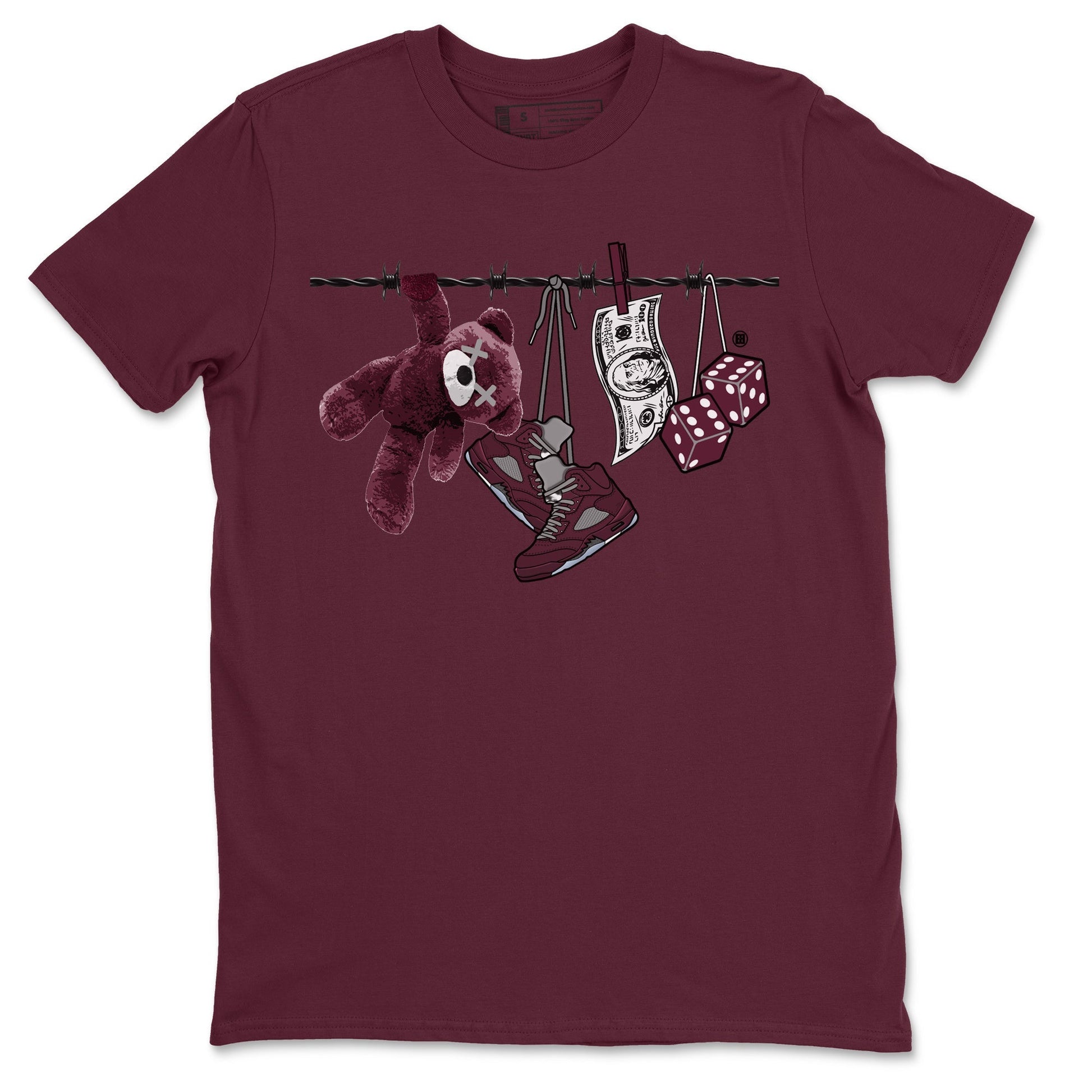 Clothesline Unisex Tops - Air Jordan 5 Burgundy
