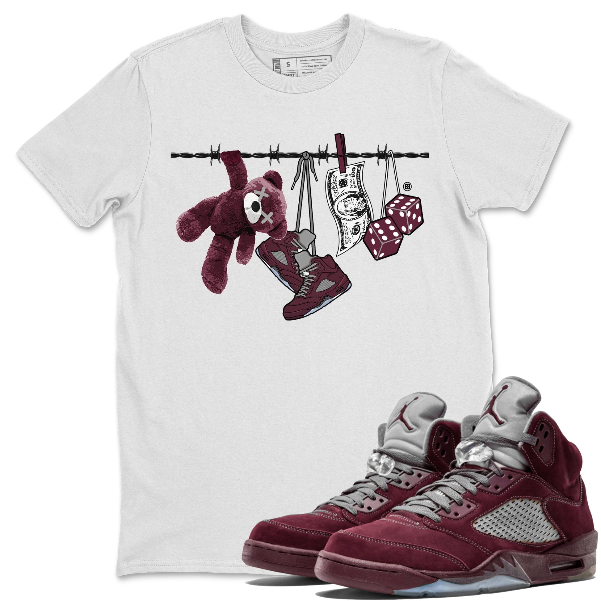 Clothesline Unisex Tops - Air Jordan 5 Burgundy