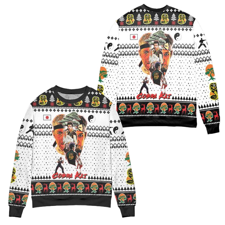 Cobra Kai Christmas Snowflake Pattern Ugly Christmas Sweater ? White ? Usalast