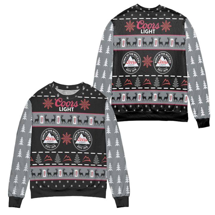 Coors Light Born In The Rockies Christmas Pattern Ugly Christmas Sweater ? Usalast
