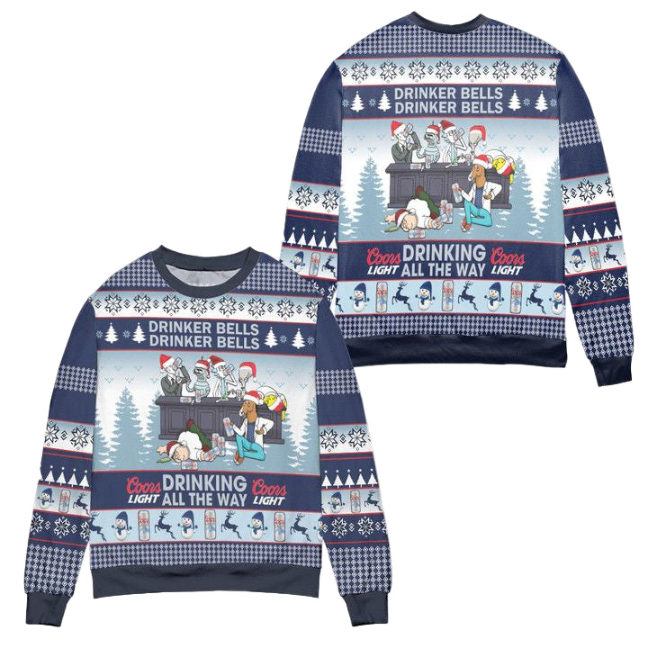 Coors Light Drinker Bell Drinker Bell Christmas Pattern Ugly Christmas Sweater ? Usalast