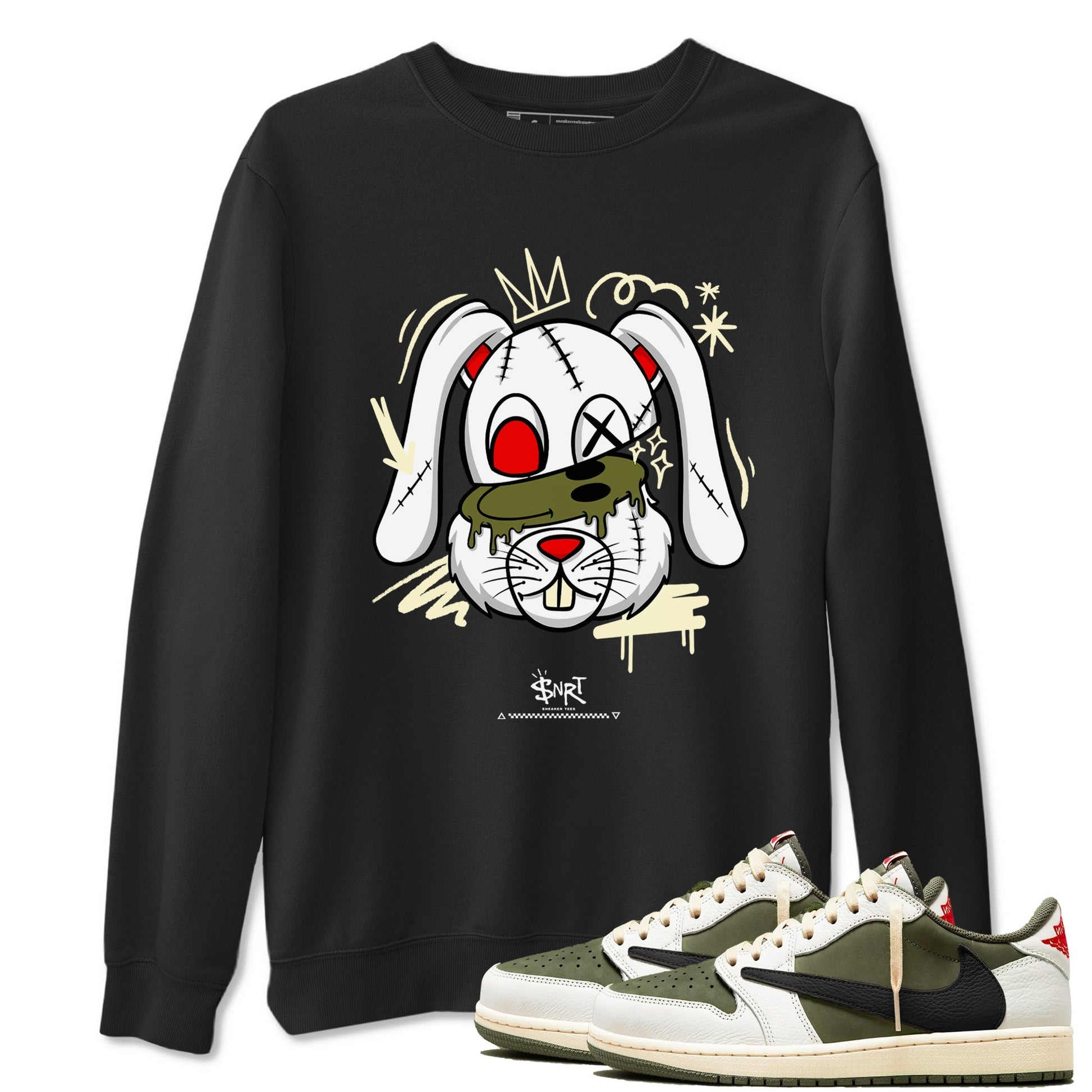 Crazy Bunny Sneaker Tees - Air Jordan 1 Travis Scott Medium Olive