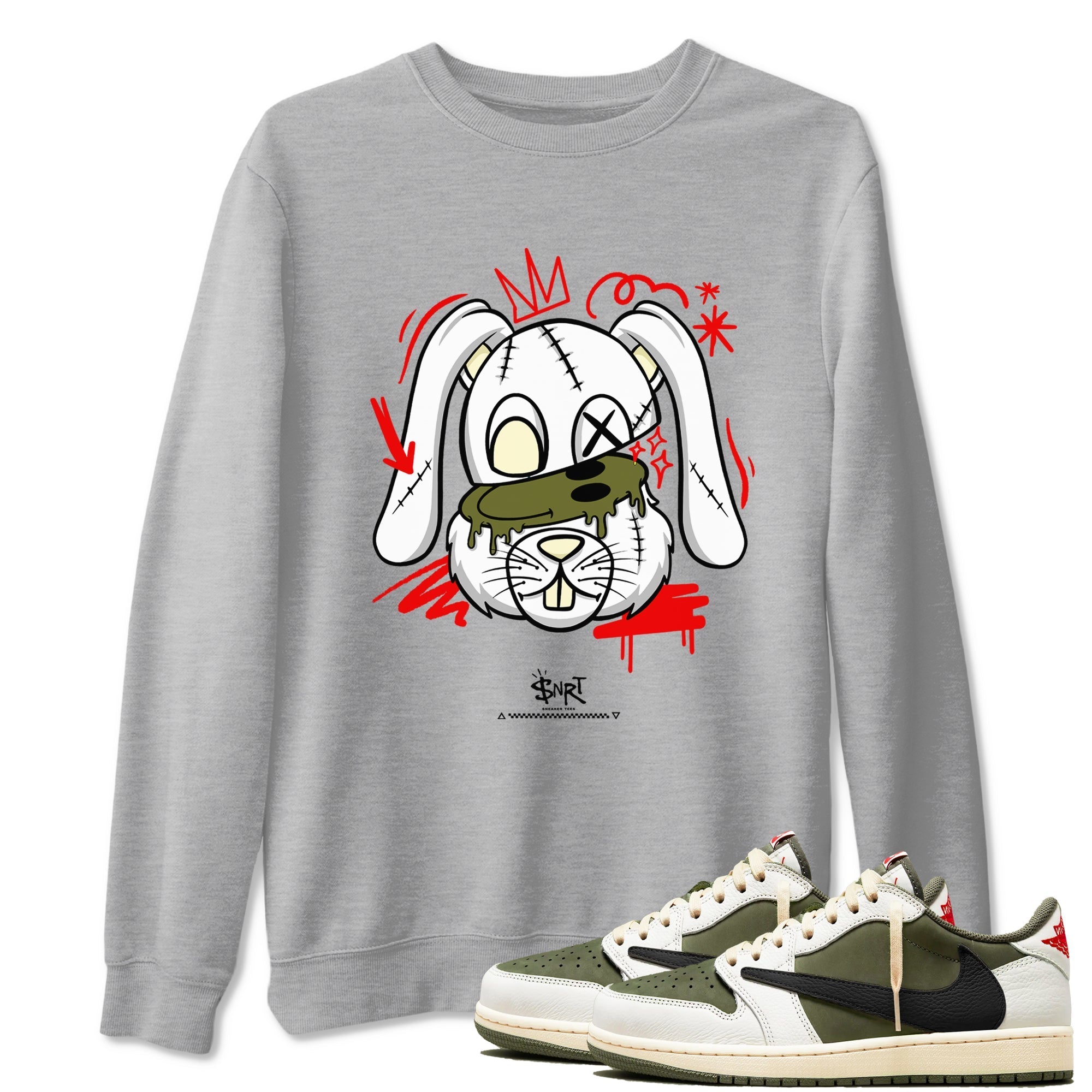 Crazy Bunny Sneaker Tees - Air Jordan 1 Travis Scott Medium Olive