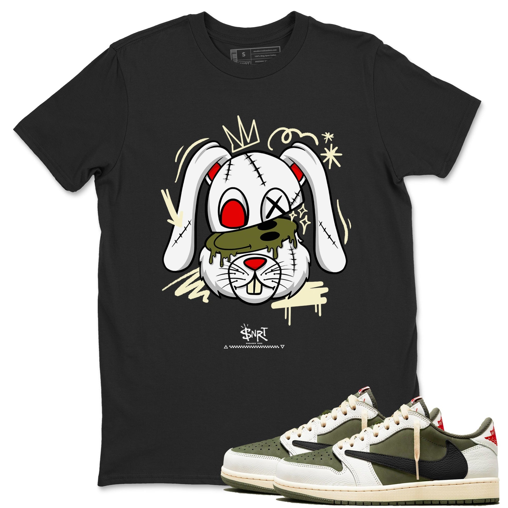 Crazy Bunny Sneaker Tees - Air Jordan 1 Travis Scott Medium Olive