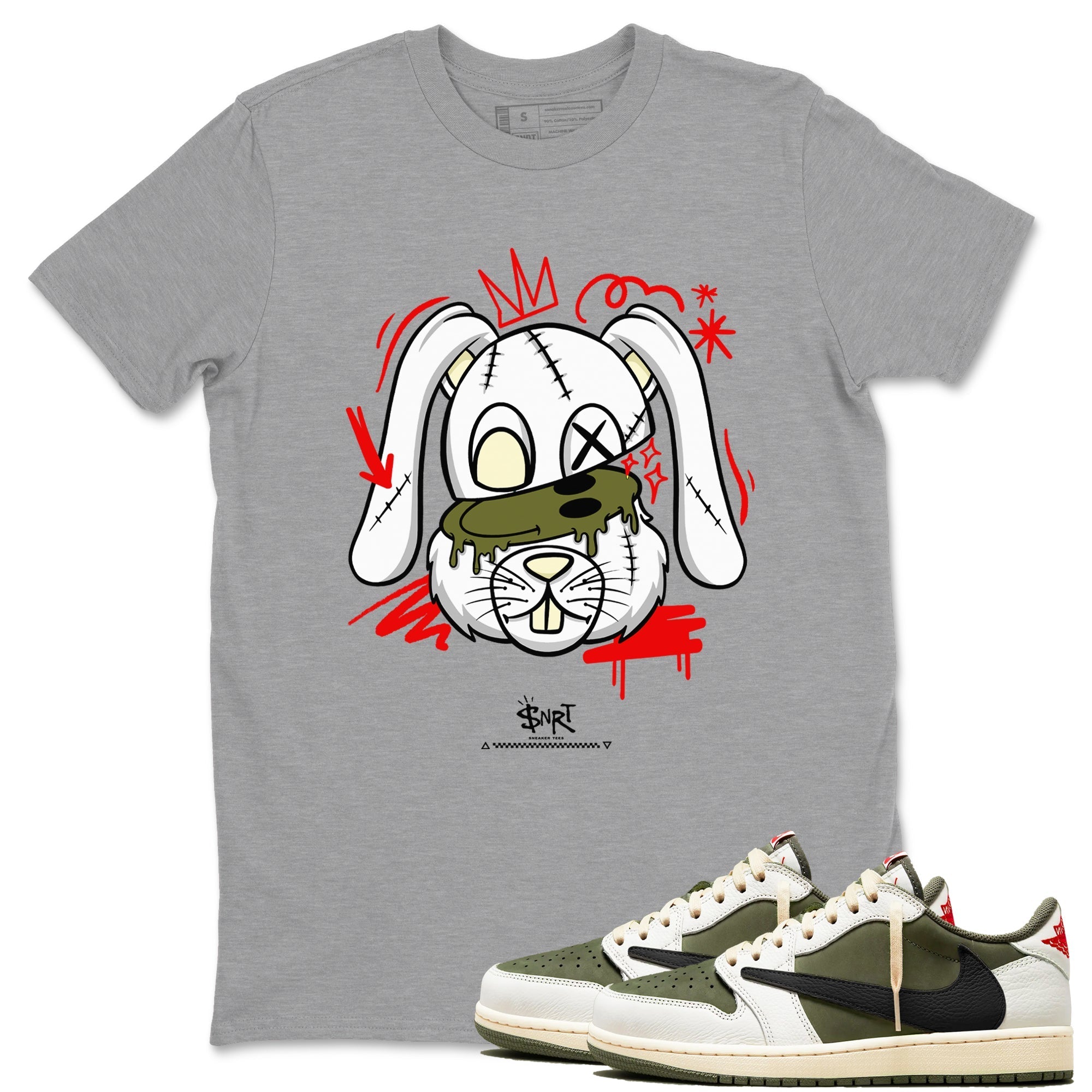 Crazy Bunny Sneaker Tees - Air Jordan 1 Travis Scott Medium Olive