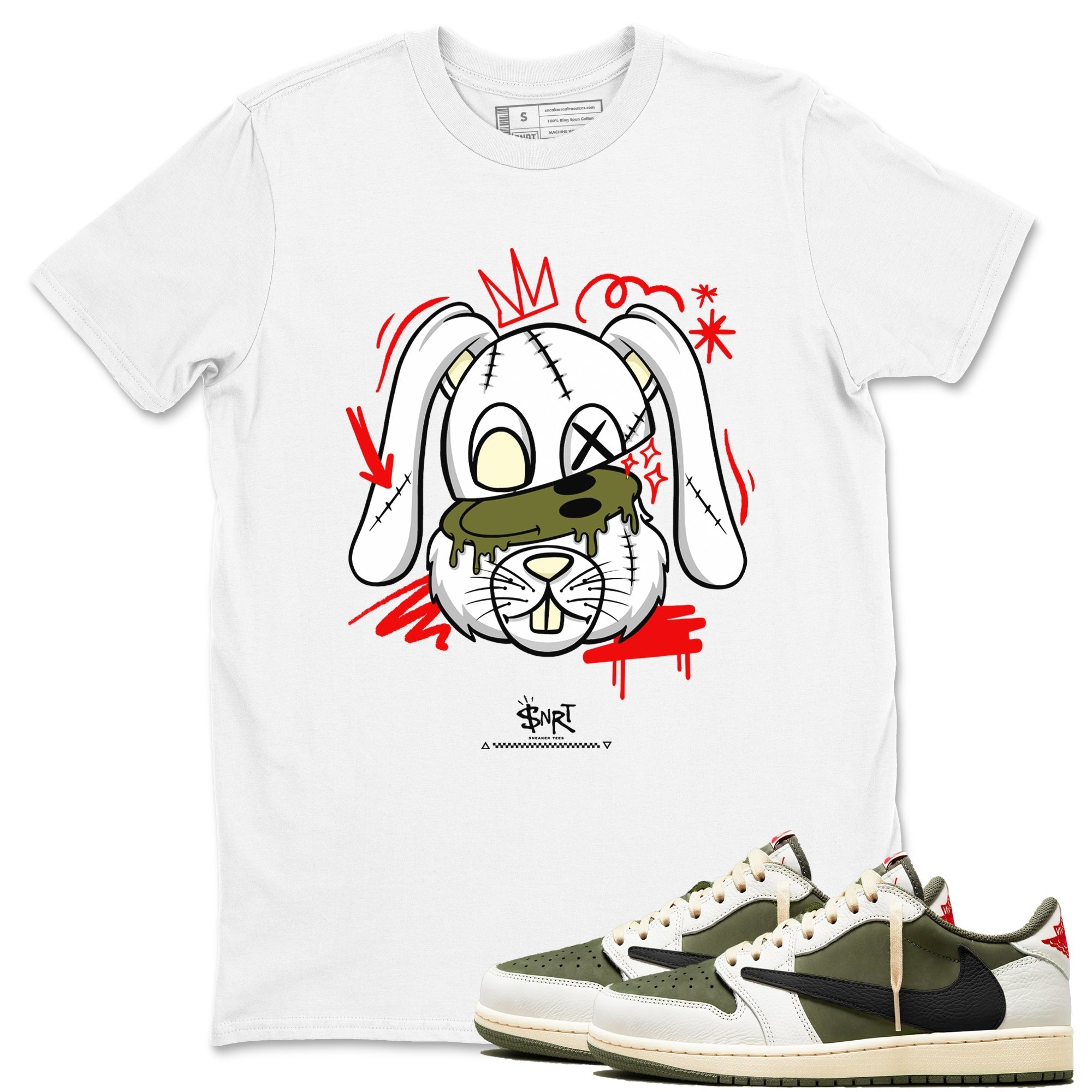 Crazy Bunny Sneaker Tees - Air Jordan 1 Travis Scott Medium Olive