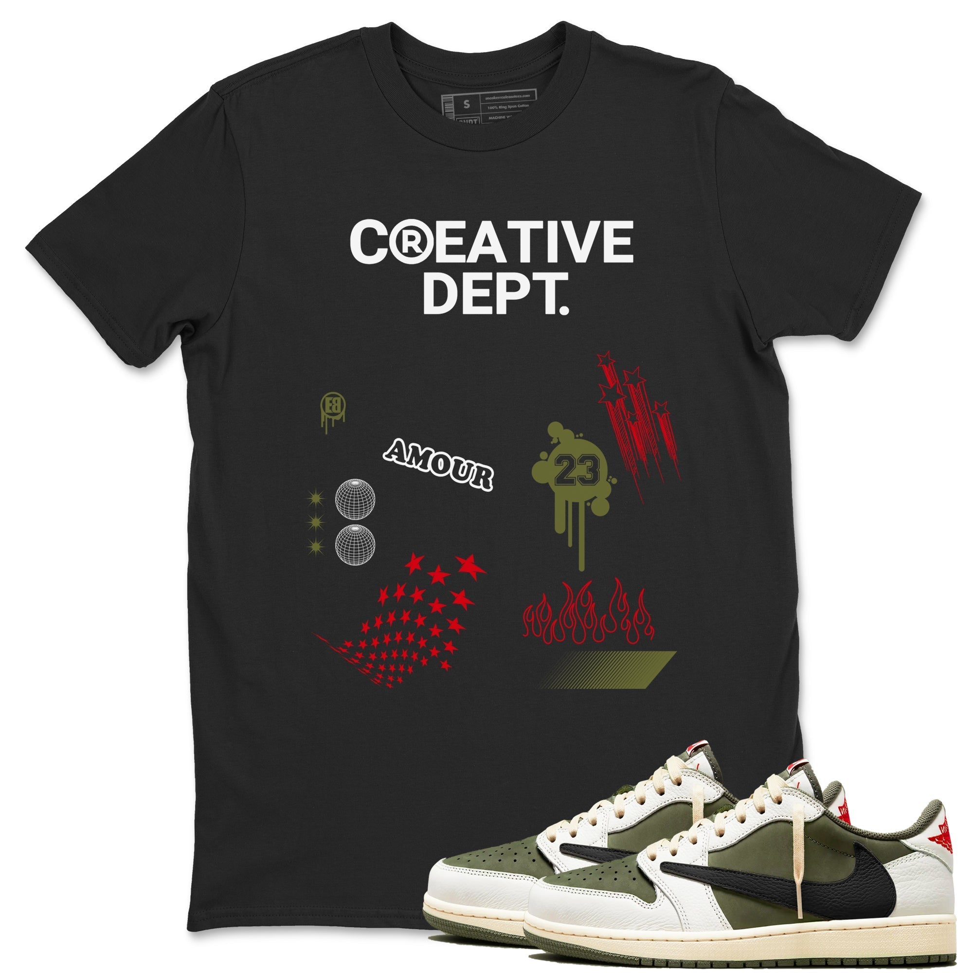 Creative Dept Sneaker Tees - Air Jordan 1 Travis Scott Medium Olive