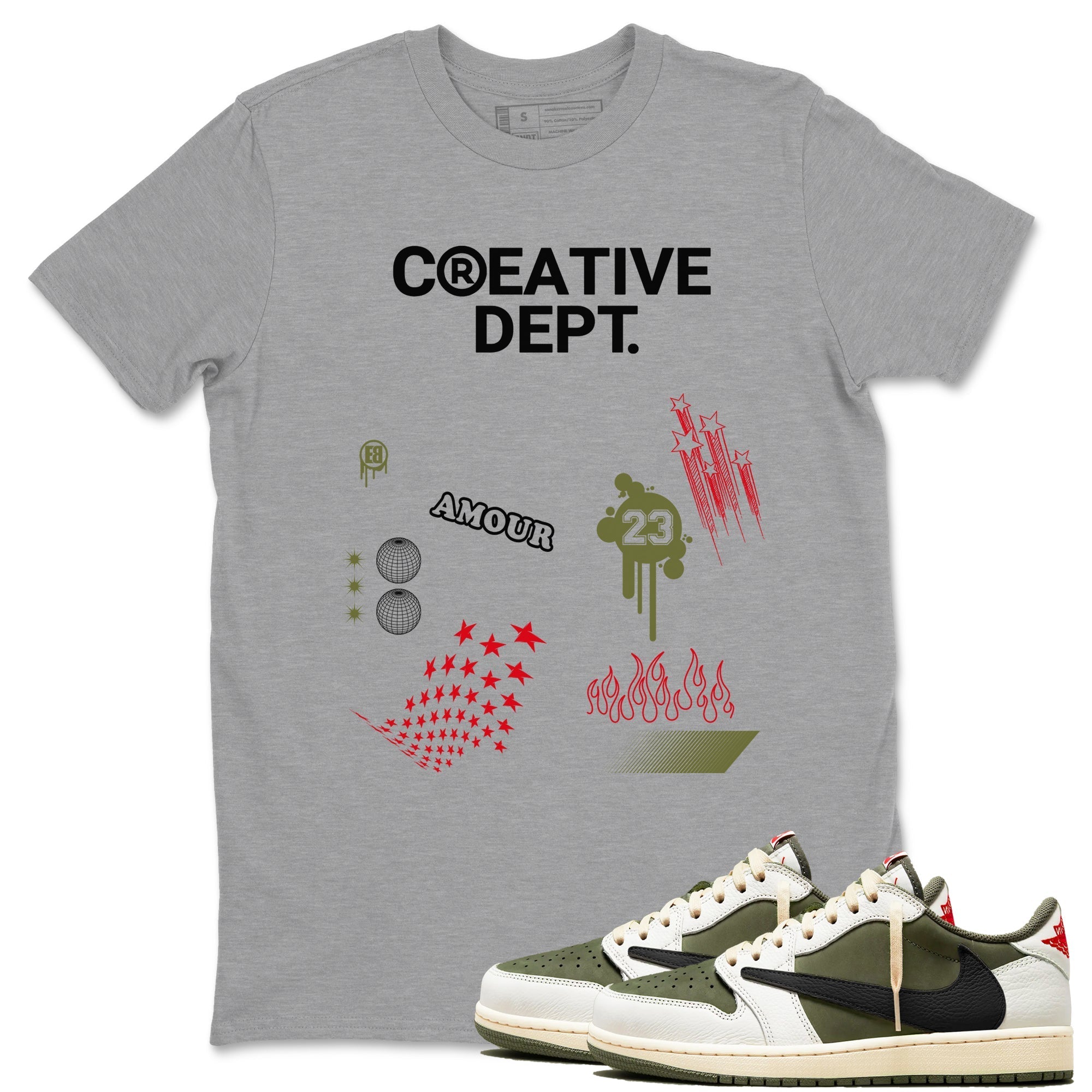 Creative Dept Sneaker Tees - Air Jordan 1 Travis Scott Medium Olive