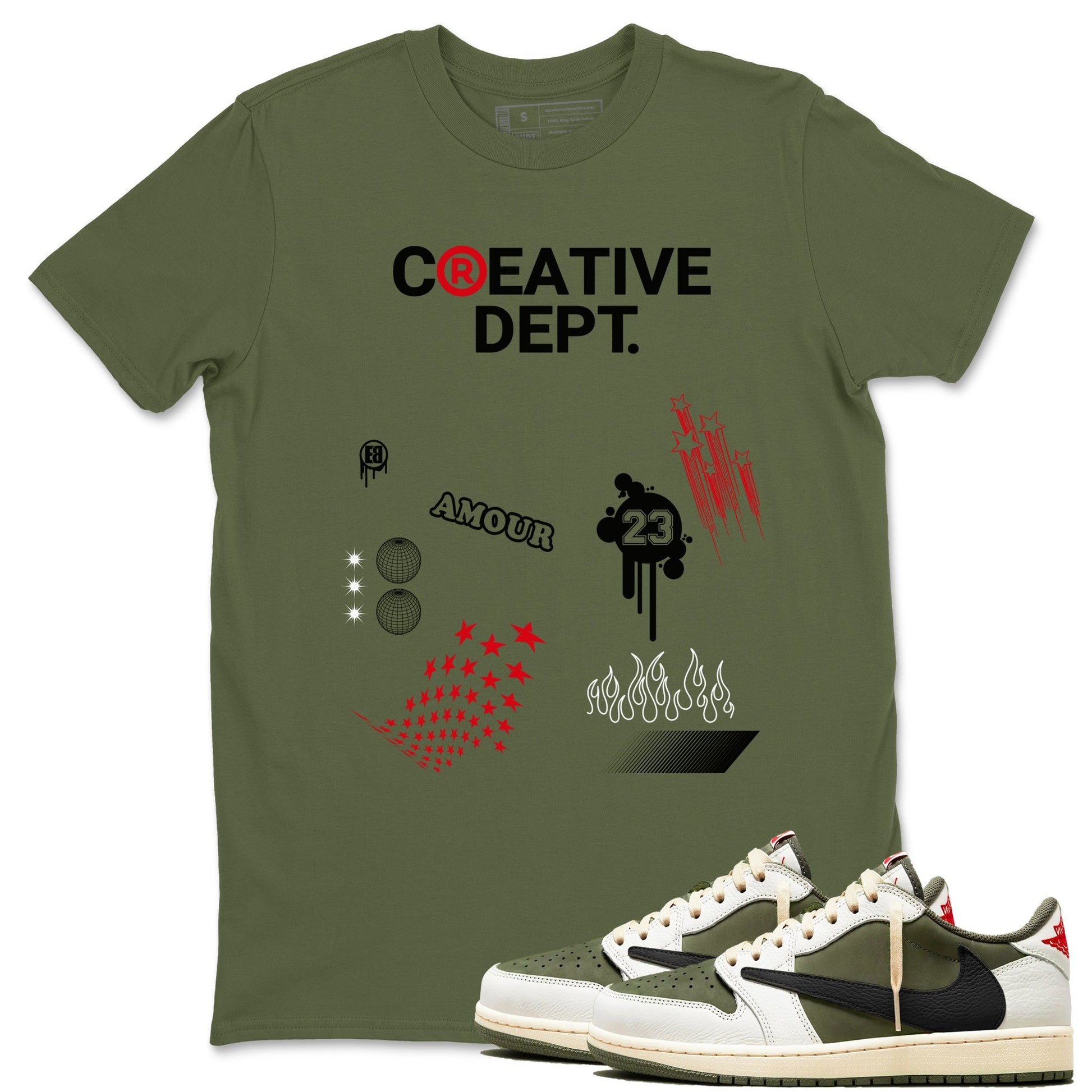 Creative Dept Sneaker Tees - Air Jordan 1 Travis Scott Medium Olive