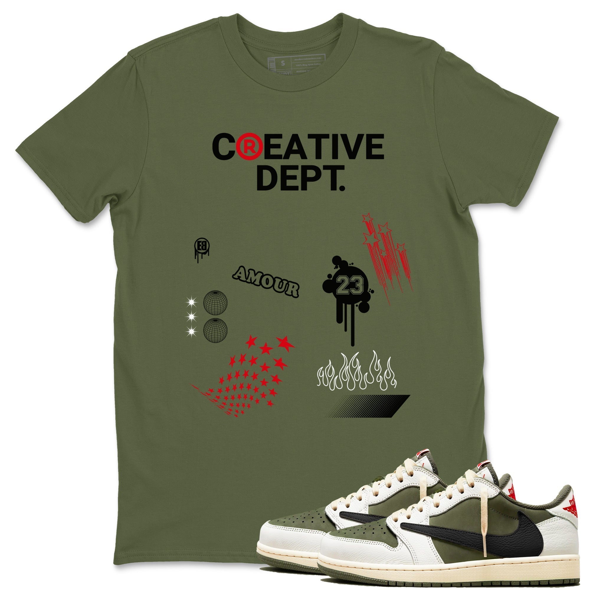 Creative Dept Sneaker Tees - Air Jordan 1 Travis Scott Medium Olive