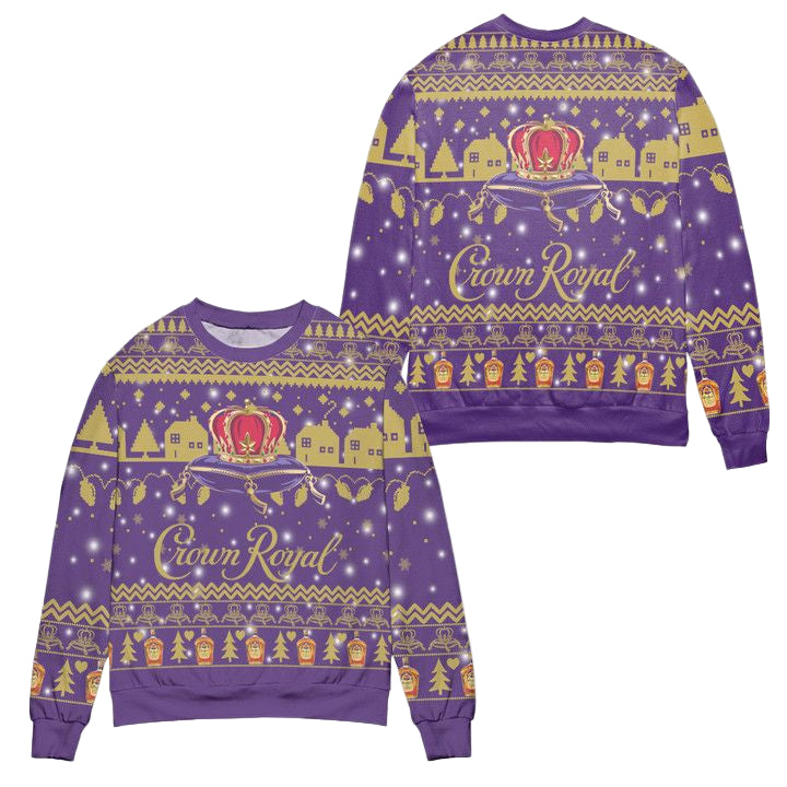 Crown Royal Canadian Whisky Snowflake Ugly Christmas Sweater ? Purple ? Usalast