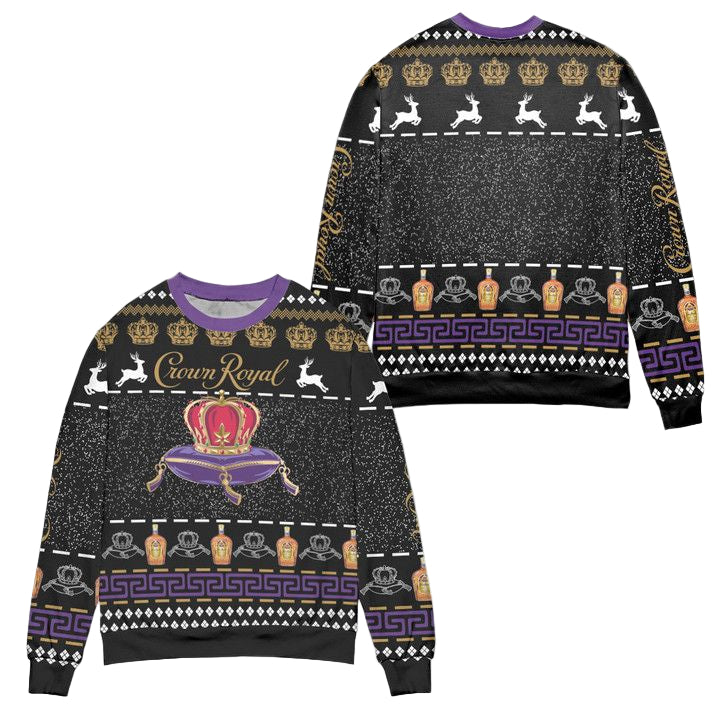 Crown Royal Reindeer Galaxy Ugly Christmas Sweater ? Black ? Usalast