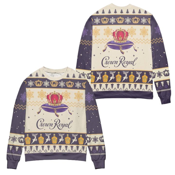Crown Royal Reindeer Snowflake Pattern Ugly Christmas Sweater ? Usalast