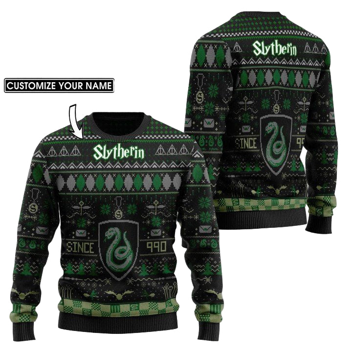 Custom Name Harry Potter Slytherin Knitted Sweater ? Usalast