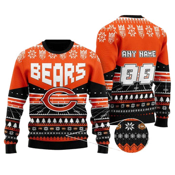 Custom Name Number Nfl Chicago Bears Rugby Stadium Ugly Christmas Sweater ? Usalast