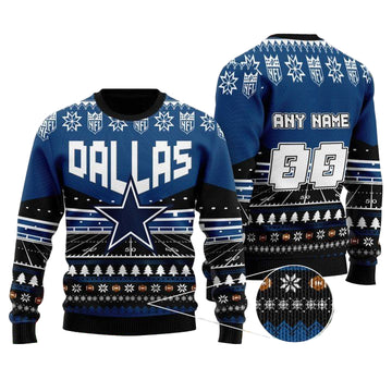 Custom Name Number Nfl Dallas Cowboysls Rugby Stadium Ugly Christmas Sweater ? Usalast
