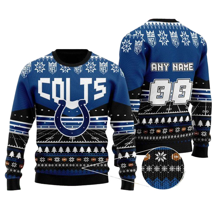 Custom Name Number Nfl Indianapolis Colts Rugby Stadium Ugly Christmas Sweater ? Usalast