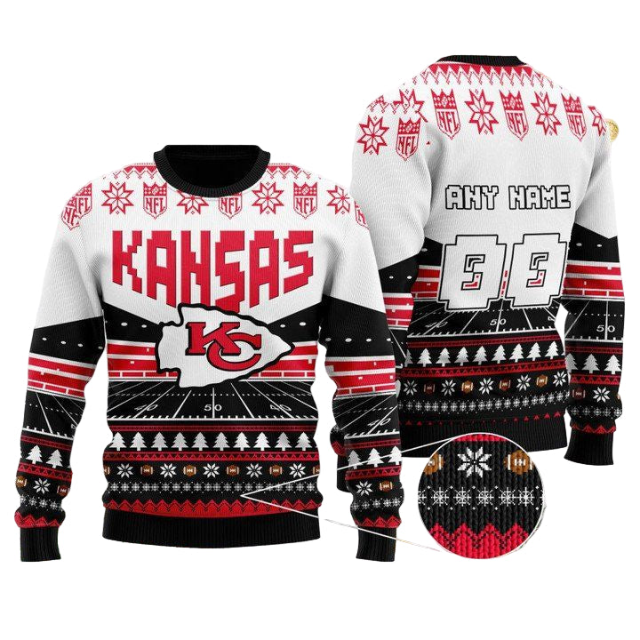 Custom Name Number Nfl Kansas City Chiefs Rugby Stadium Ugly Christmas Sweater ? Usalast