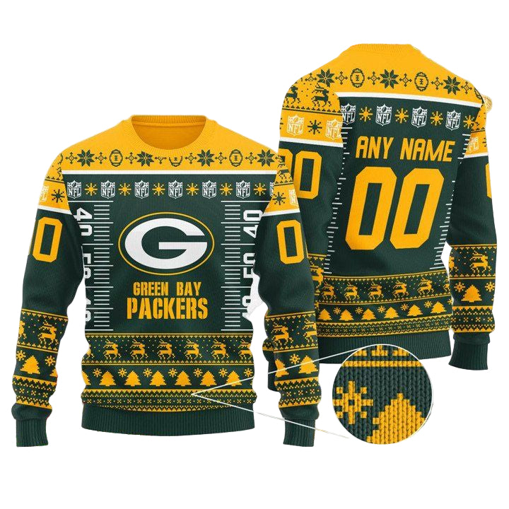 Custom Name Number Nfl Logo Green Bay Packers Ugly Christmas Sweater ? Usalast