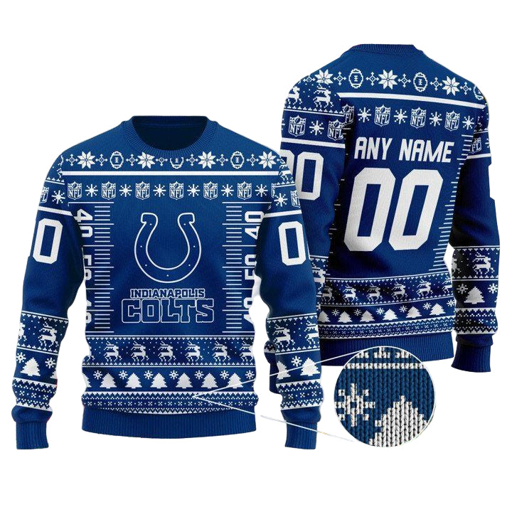 Custom Name Number Nfl Logo Indianapolis Colts Ugly Christmas Sweater ? Usalast