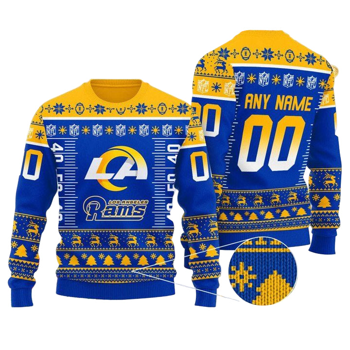 Custom Name Number Nfl Logo Los Angeles Rams Ugly Christmas Sweater ? Usalast