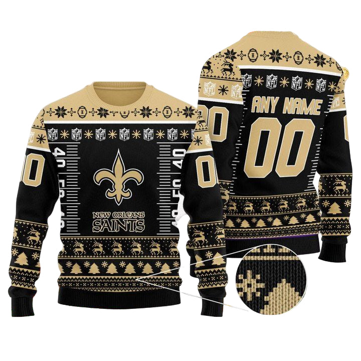 Custom Name Number Nfl Logo New Orleans Saints Ugly Christmas Sweater ? Usalast