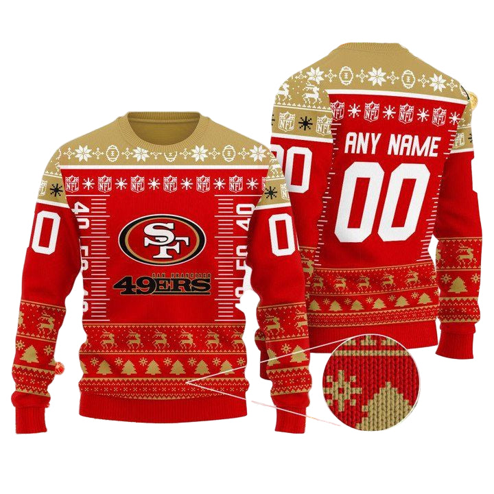 Custom Name Number Nfl Logo San Francisco 49Ers Ugly Christmas Sweater ? Usalast