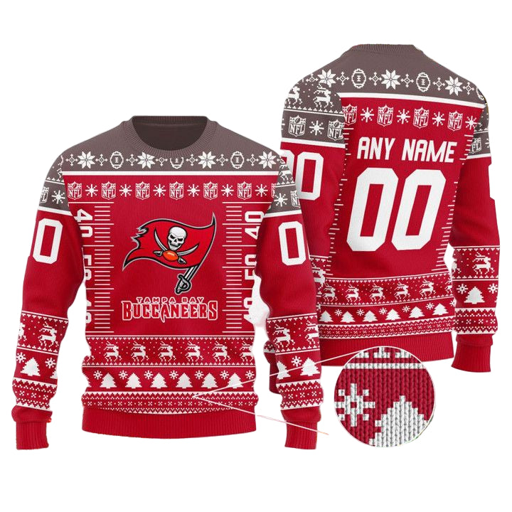 Custom Name Number Nfl Logo Tampa Bay Buccaneers Ugly Christmas Sweater ? Usalast