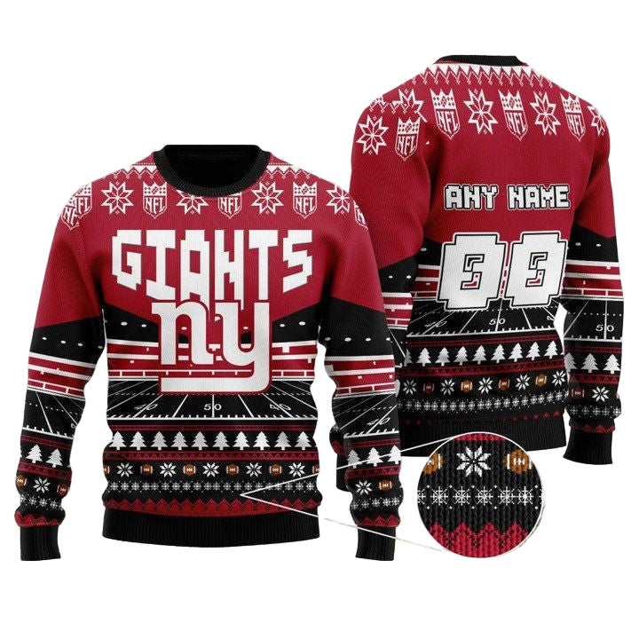 Custom Name Number Nfl New York Giants Rugby Stadium Ugly Christmas Sweater ? Usalast