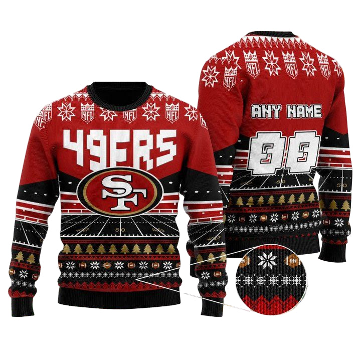 Custom Name Number Nfl San Francisco 49Ers Rugby Stadium Ugly Christmas Sweater ? Usalast