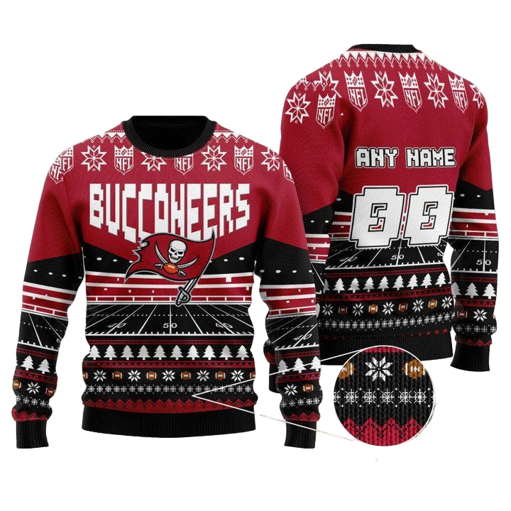 Custom Name Number Nfl Tampa Bay Buccaneers Rugby Stadium Ugly Christmas Sweater ? Usalast