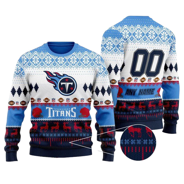 Custom Name Number Nfl Tennessee Titans Playing Field Ugly Christmas Sweater ? Usalast