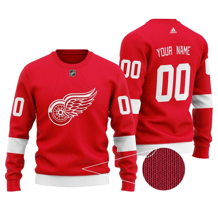 Custom Name Number Nhl Detroit Red Wings Red Sweater ? Usalast